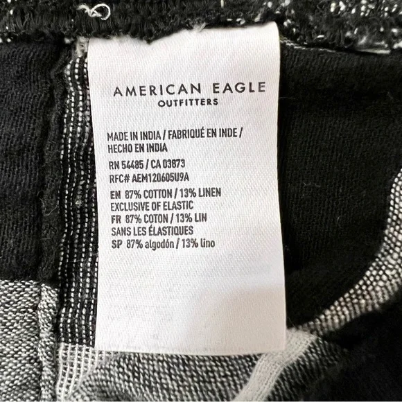 American Eagle Linen Black Plaid Crop Top Size S Bustier. - Picture 7 of 7